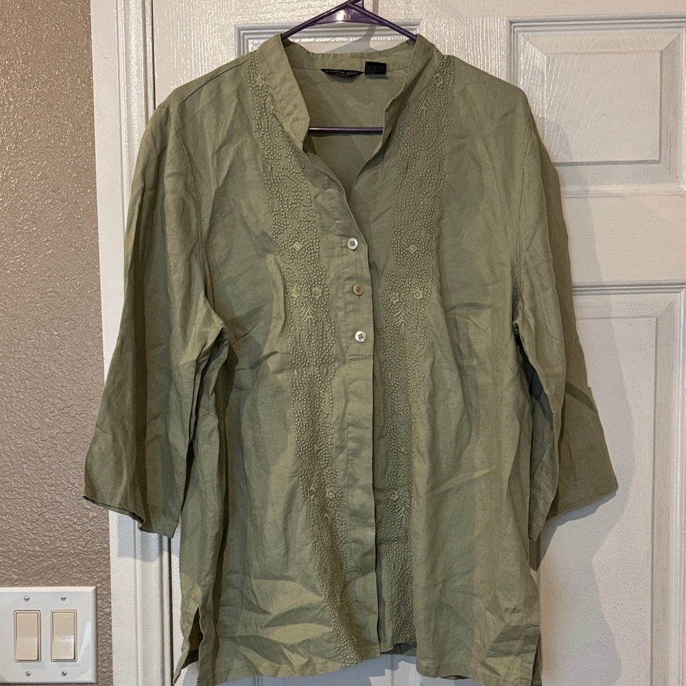 Olive Green Women's Embroidered Top
